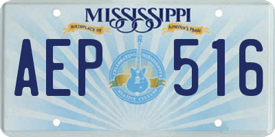 MS license plate AEP516