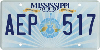 MS license plate AEP517