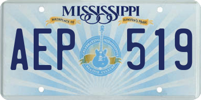 MS license plate AEP519