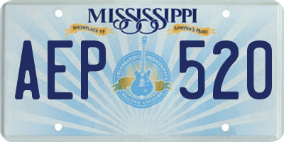 MS license plate AEP520