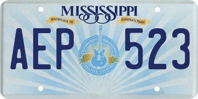 MS license plate AEP523