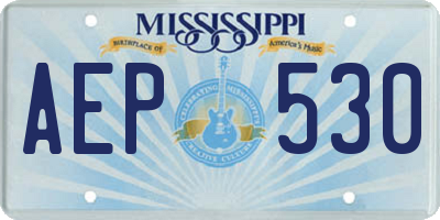 MS license plate AEP530