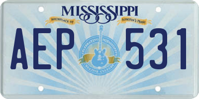 MS license plate AEP531
