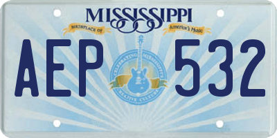 MS license plate AEP532