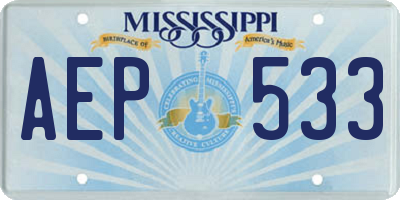 MS license plate AEP533