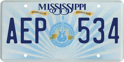 MS license plate AEP534