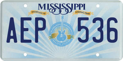 MS license plate AEP536