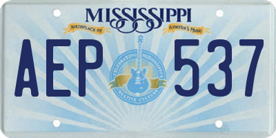 MS license plate AEP537