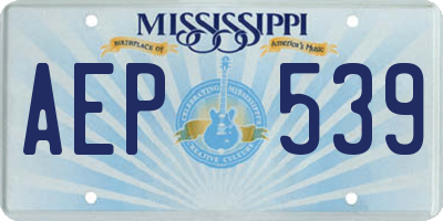 MS license plate AEP539