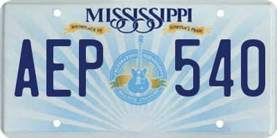 MS license plate AEP540