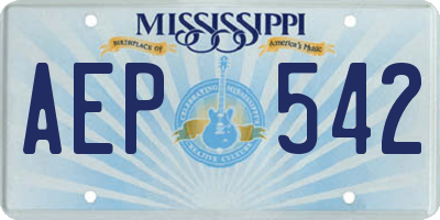 MS license plate AEP542