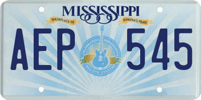 MS license plate AEP545