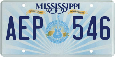 MS license plate AEP546