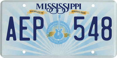MS license plate AEP548