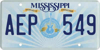 MS license plate AEP549