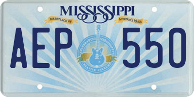 MS license plate AEP550