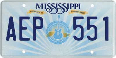MS license plate AEP551