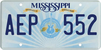 MS license plate AEP552