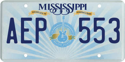 MS license plate AEP553