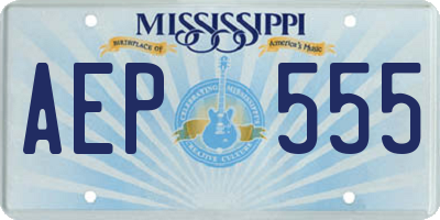 MS license plate AEP555