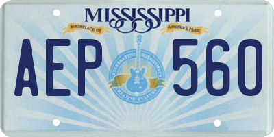MS license plate AEP560
