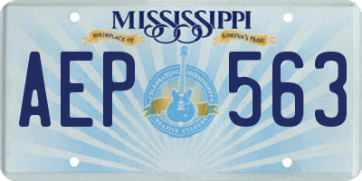 MS license plate AEP563