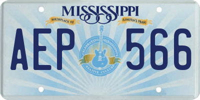 MS license plate AEP566