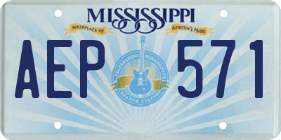 MS license plate AEP571