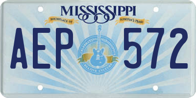 MS license plate AEP572