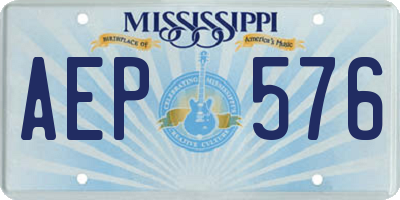 MS license plate AEP576