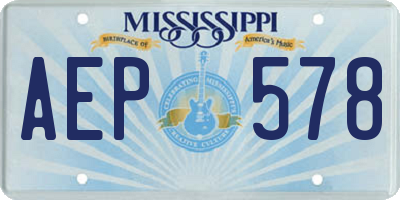 MS license plate AEP578