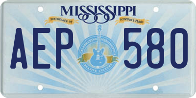 MS license plate AEP580