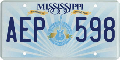 MS license plate AEP598