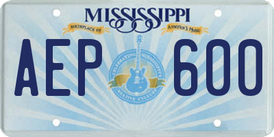 MS license plate AEP600