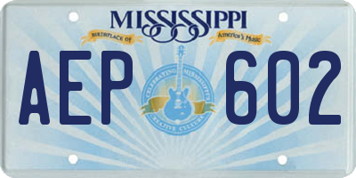 MS license plate AEP602