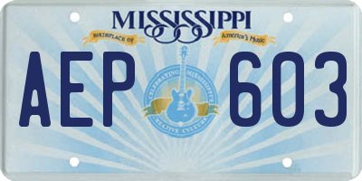 MS license plate AEP603
