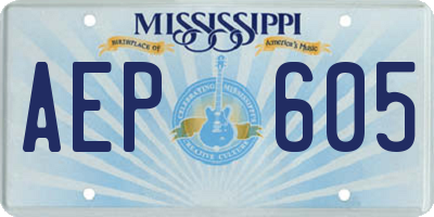 MS license plate AEP605