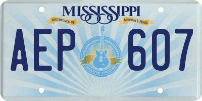 MS license plate AEP607