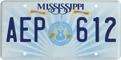 MS license plate AEP612