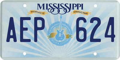 MS license plate AEP624