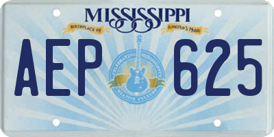 MS license plate AEP625