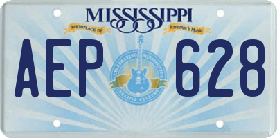 MS license plate AEP628