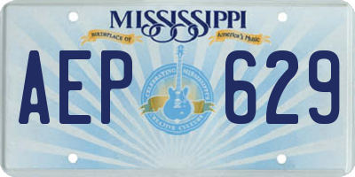 MS license plate AEP629