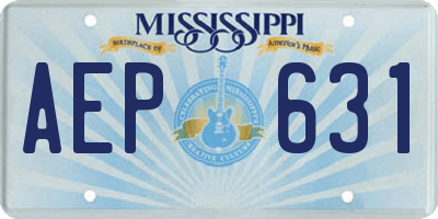 MS license plate AEP631