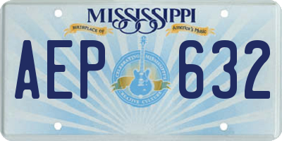 MS license plate AEP632