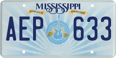 MS license plate AEP633