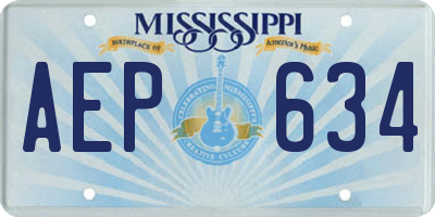 MS license plate AEP634