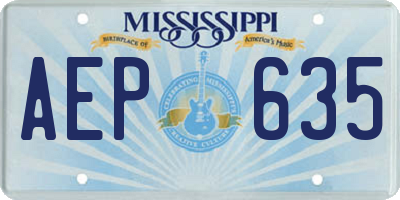 MS license plate AEP635