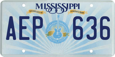 MS license plate AEP636