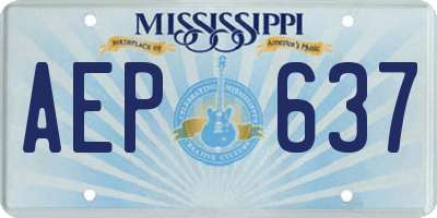 MS license plate AEP637